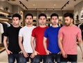 Men's Solid Round Neck Polycotto Multicolor T-Shirt (Pack of 5).